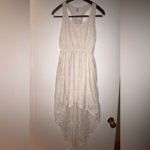 Womens Laced Sleeveless Hi Low Dress